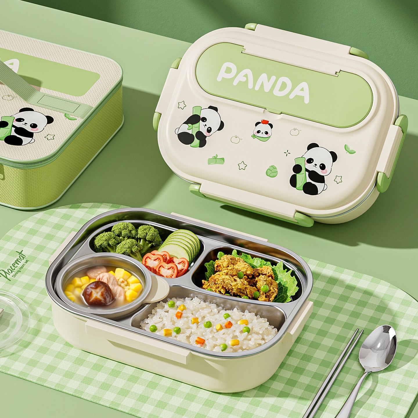 304 Stainless Steel Cartoon Lunch Box For Office Workers, Microwaveable Lunch Box, Large Capacity Student Lunch Box