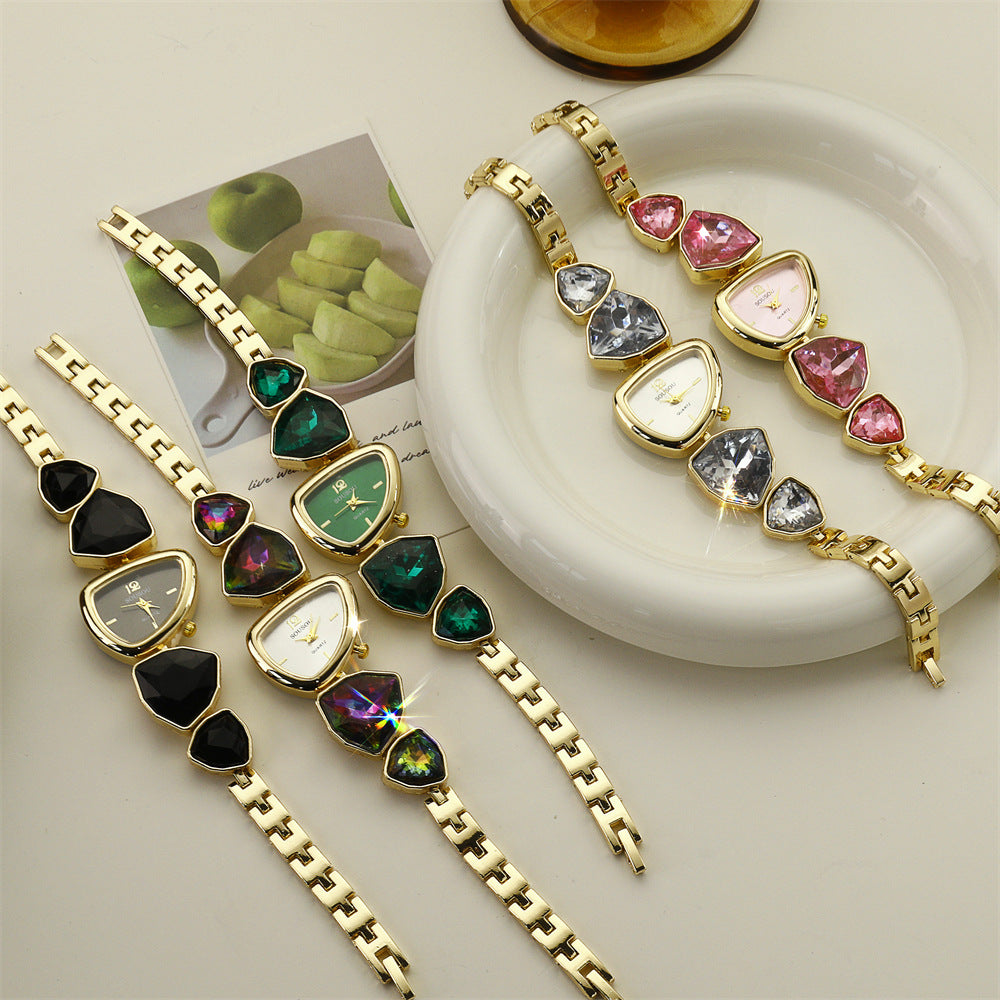 New Model Of Diamond-Encrusted Women's Watch For Foreign Trade, Creative And Fashionable High-Value Wristwatch, Irregular Bracelet Women's Watch Wholesale