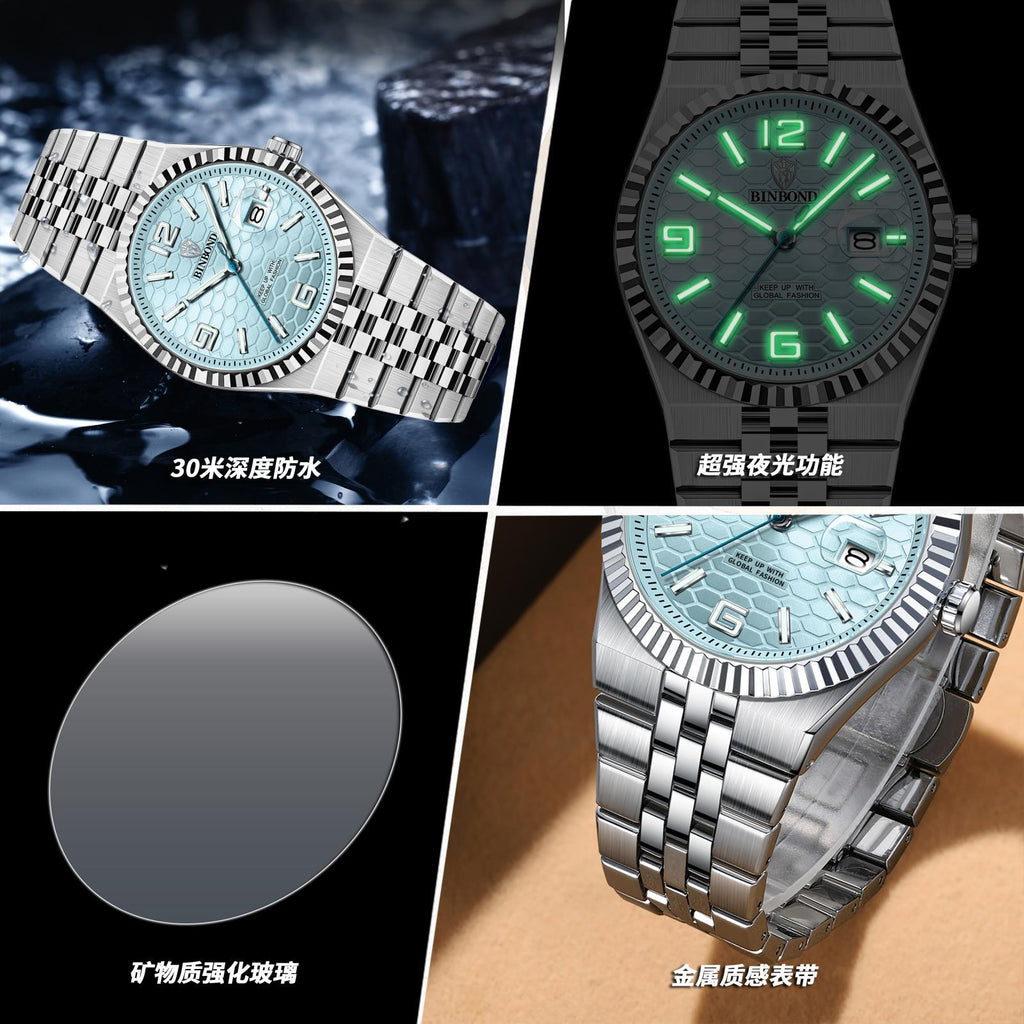 Binbond Brand Genuine High-End Men's Watch New Business Fashion Concept Large Dial Quartz Watch