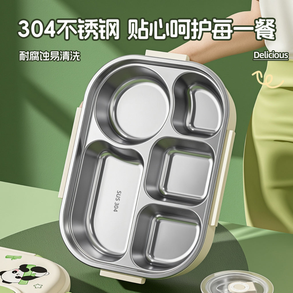 304 Stainless Steel Cartoon Lunch Box For Office Workers, Microwaveable Lunch Box, Large Capacity Student Lunch Box