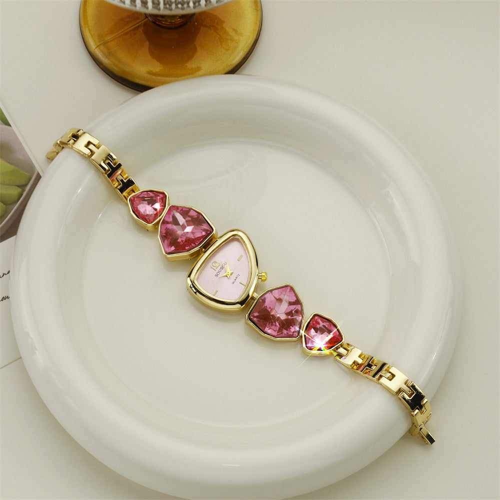 New Model Of Diamond-Encrusted Women's Watch For Foreign Trade, Creative And Fashionable High-Value Wristwatch, Irregular Bracelet Women's Watch Wholesale