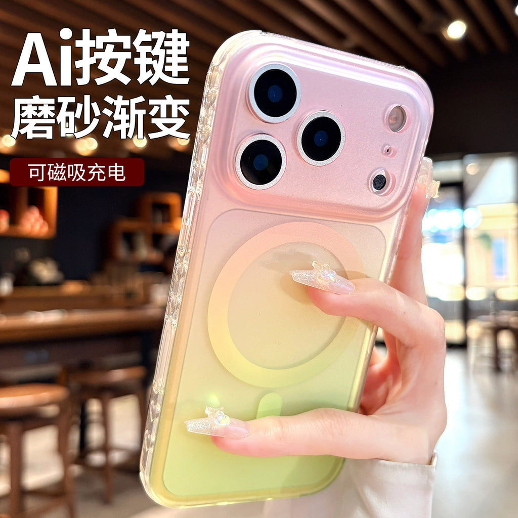 Double-Sided Frosted Gradient Magnetic Case Suitable For IPhone 17 Pro Max, High-End Feel, Niche Design, Anti-Drop For Apple 15